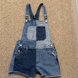 GAP Kids Girls Size XXL Denim Patchwork Overalls